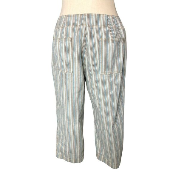2/$30 Liz Claiborne Lizwear Jeans Michaela Capris Womens 12 Striped Pleated Wais - Picture 4 of 9